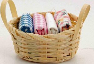 Basket for storing kitchen towels