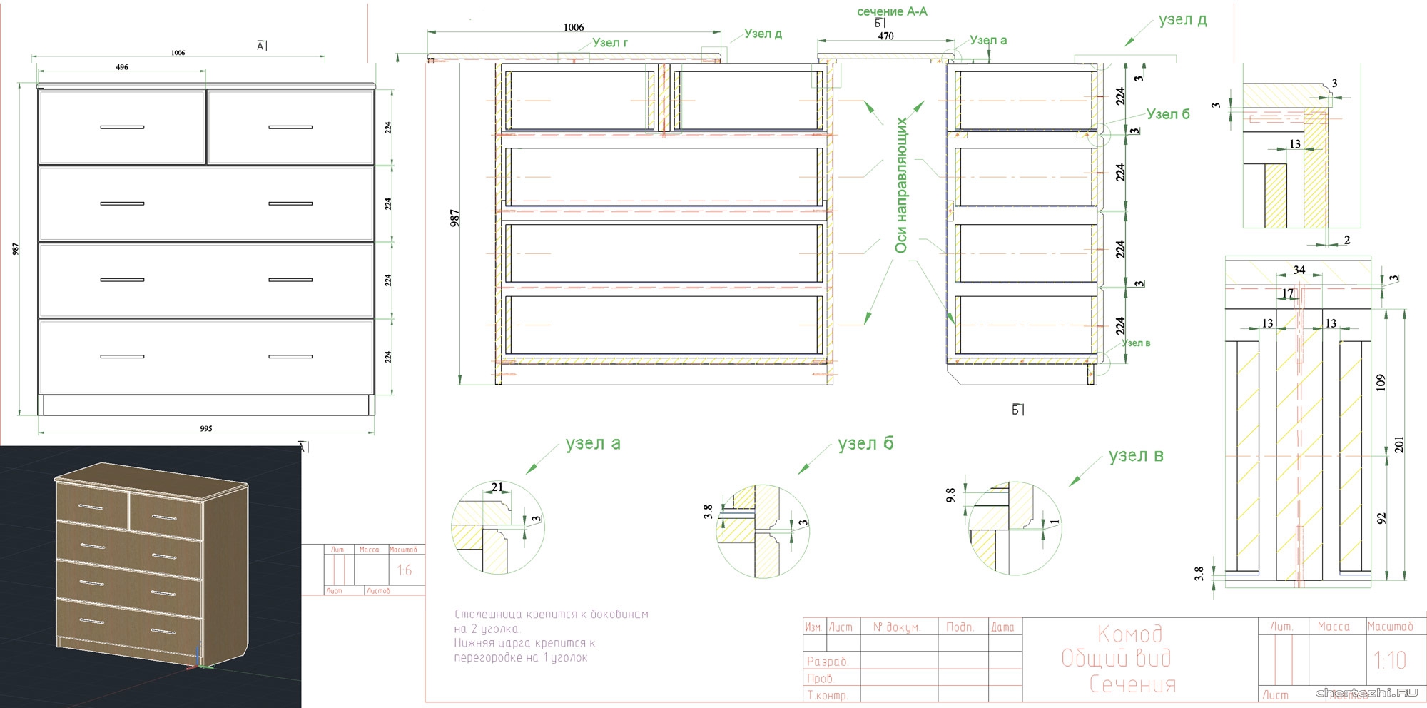 Desen DIY al unei comode din lemn