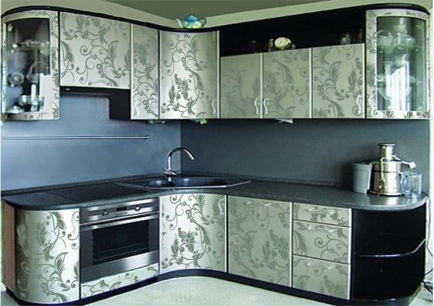 An exclusive option for covering kitchen units with film.