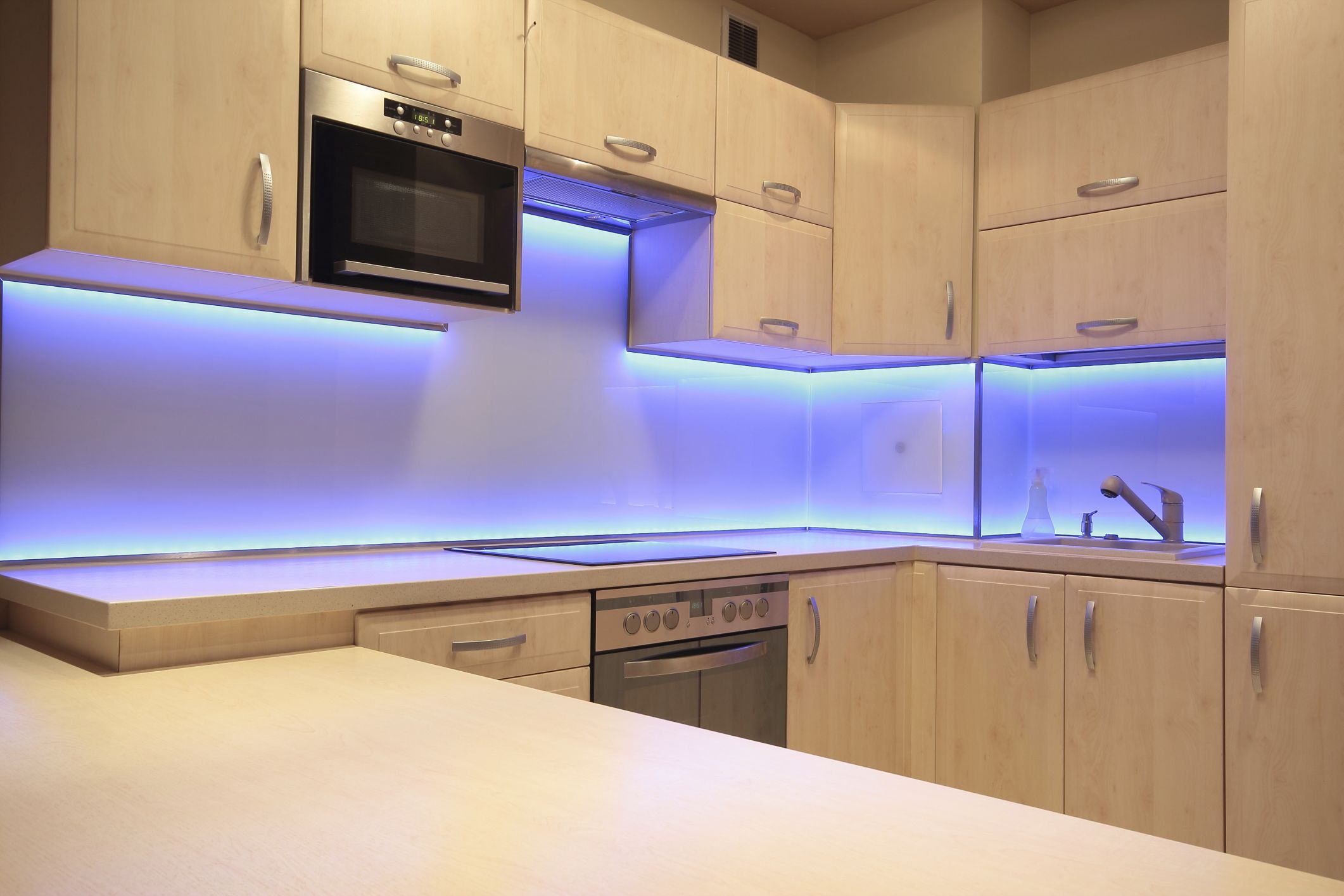 LED strip in the kitchen under the cabinets.