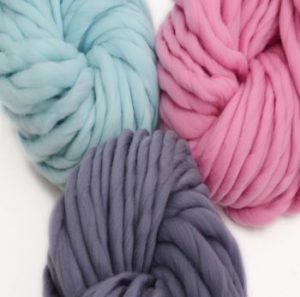 Yarn for a blanket in several colors.