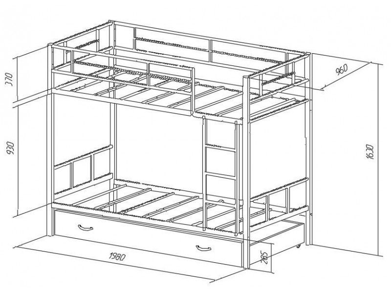 Scheme of a simple bunk bed