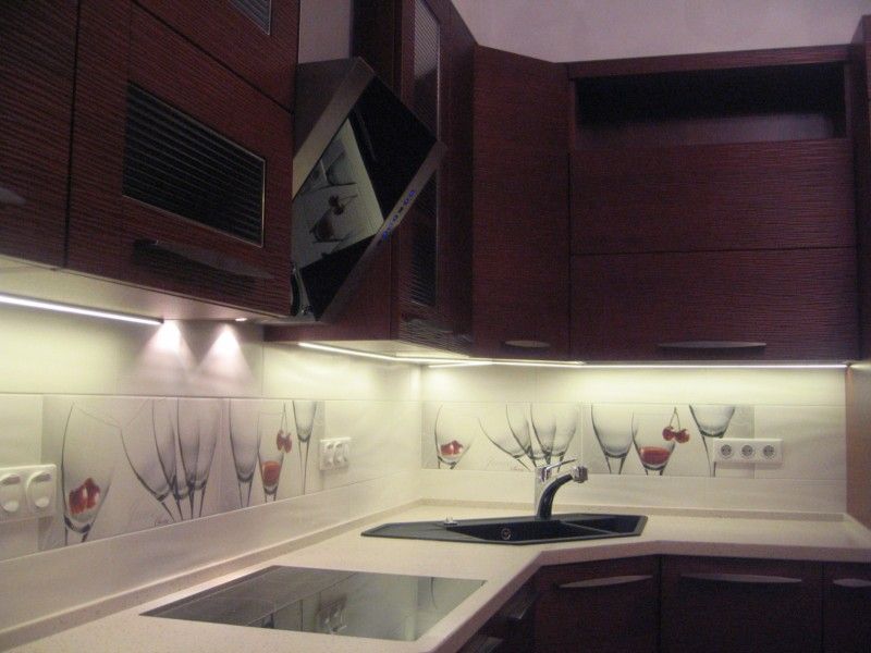 LED strip under the cabinets in the kitchen.