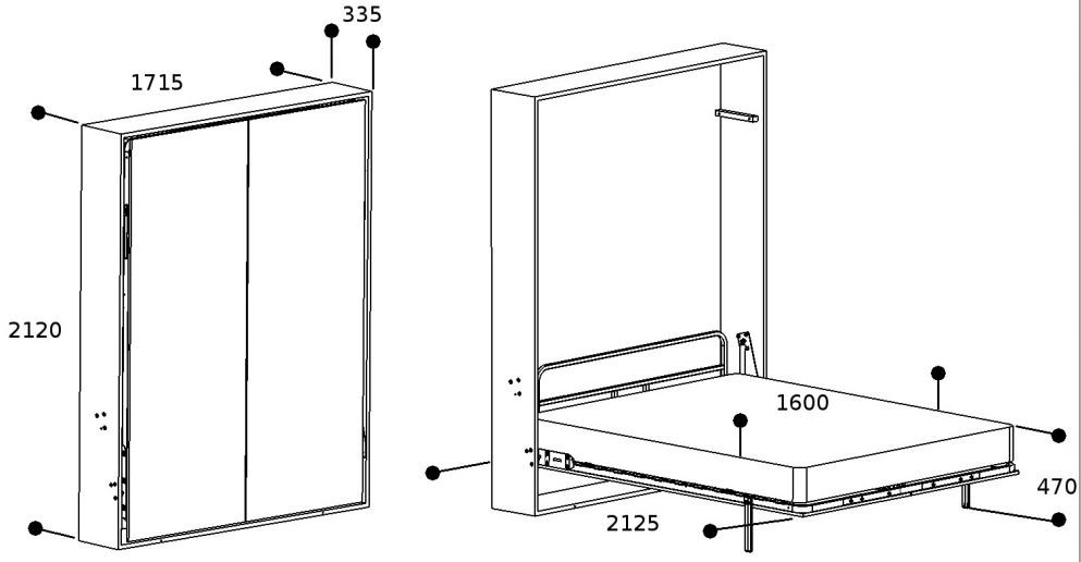 Bed-wardrobe diagram.