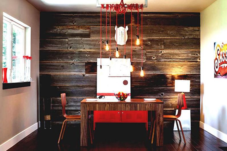 Laminate on the wall in the living room interior