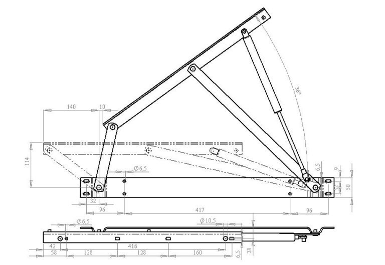 Bed with a lifting mechanism diagram