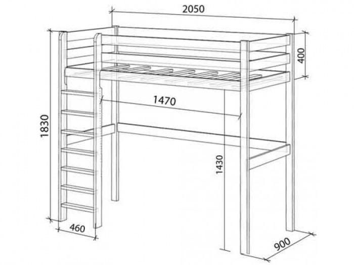 DIY loft bed drawing.