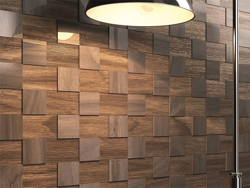 Laminate on the wall in the living room interior