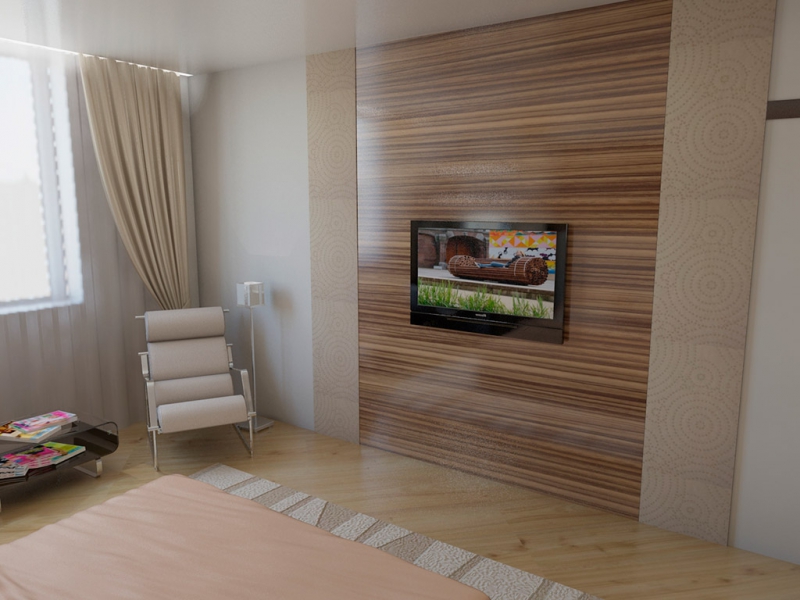 Laminate on the wall in the living room interior