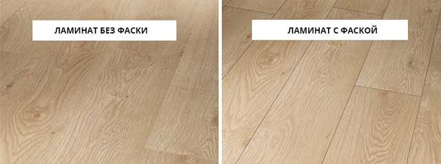 Laminate with and without chamfer.