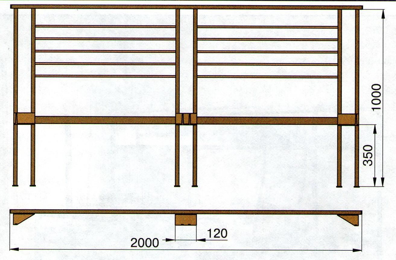 Diagram of the headboard of a double bed made of metal.