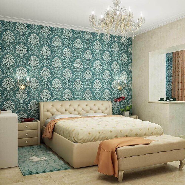 Textile wallpaper for the bedroom.