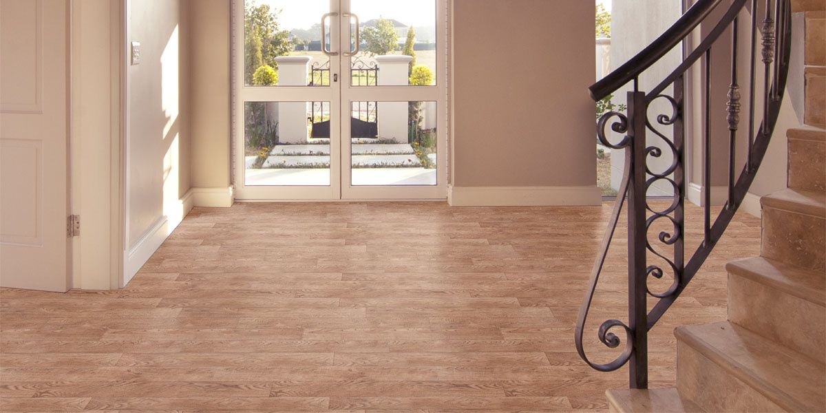 Semi-commercial linoleum in the hall of a country house.