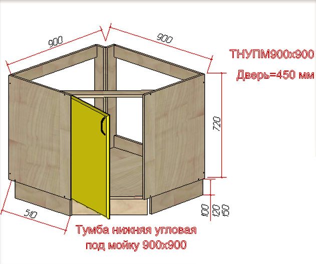 drawing of a corner cabinet