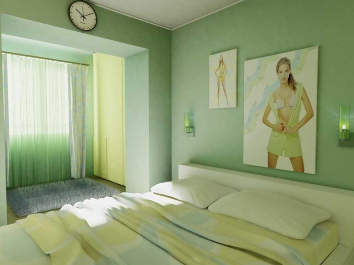 room with green wallpaper