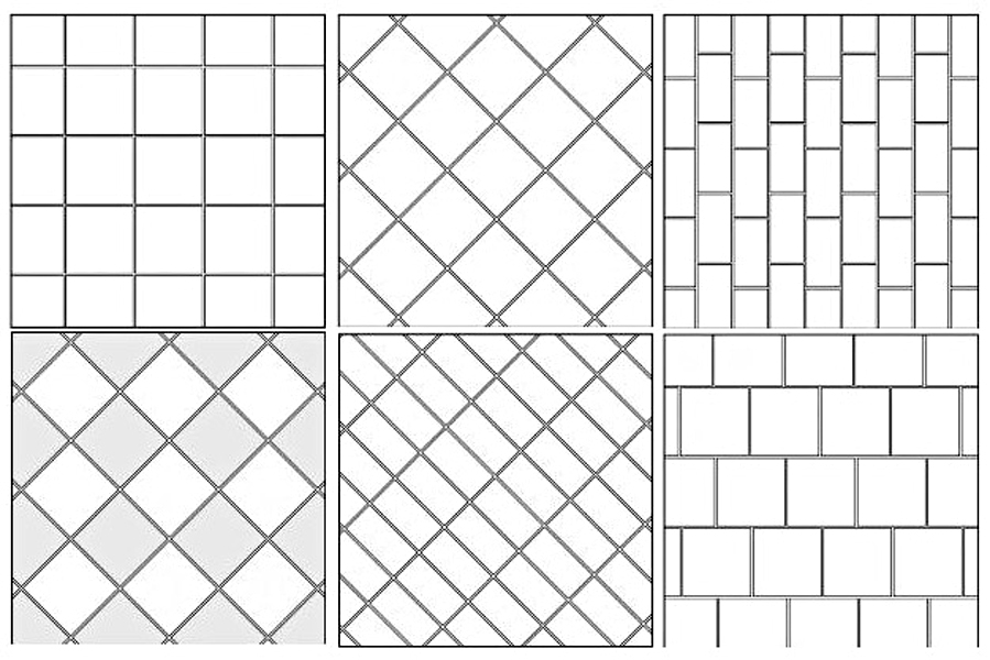 Scheme for laying tiles in the kitchen.