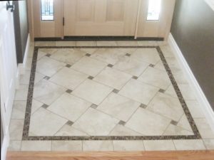 Examples of different tile layouts in the hallway