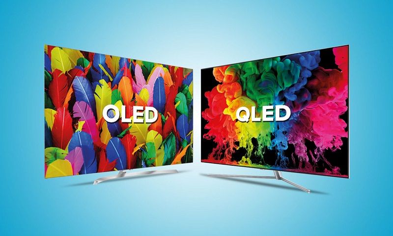 Contrast of OLED and QLED TVs.