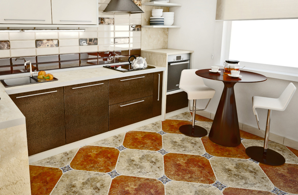 Porcelain tiles in the kitchen.