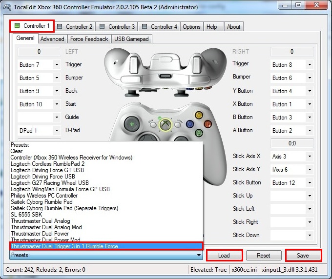 Gamepad settings