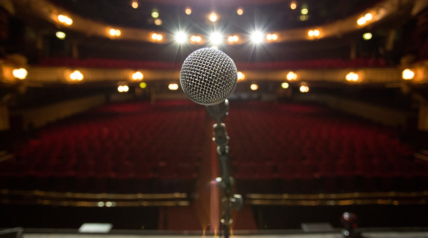 Dynamic microphone in a concert hall.