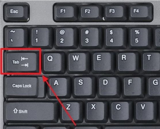 Tab button on the keyboard.