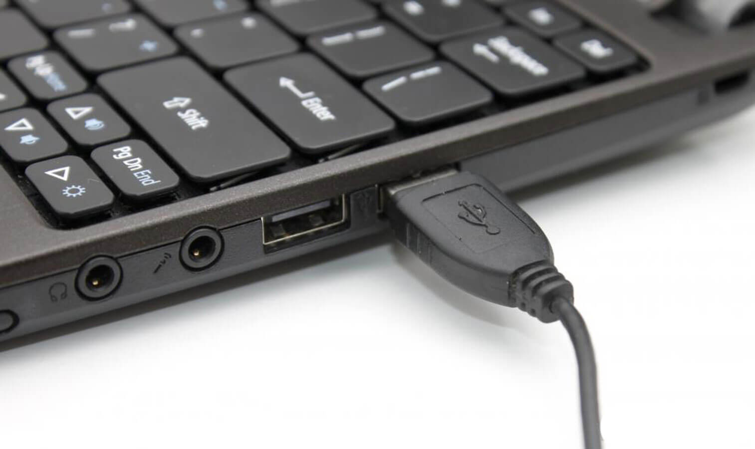 Laptop USB connector.