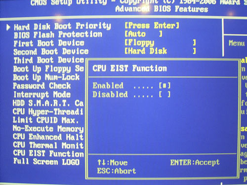  EIST in BIOS.