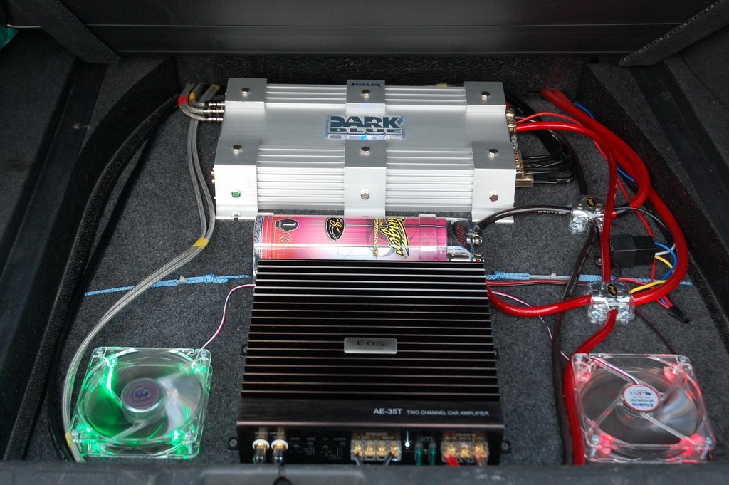 An example of installing an amplifier in a car.