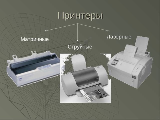 Types of printers.