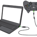 Gamepad and laptop.