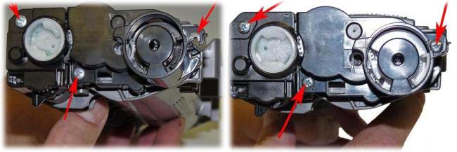 Disassembling the laser ROM before refilling.