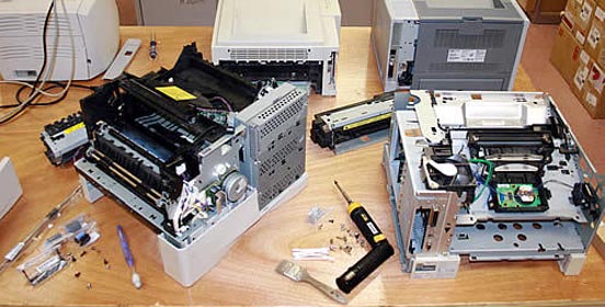 Disassembled printer