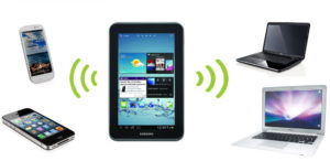 Tablet dengan Wi-Fi.