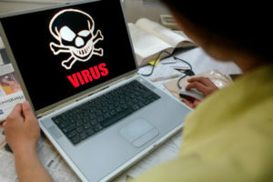 Signs of viruses on a laptop