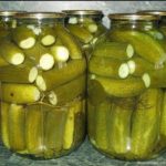 Jars of pickled cucumbers.