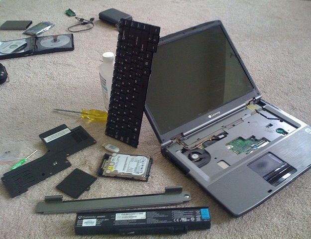 Disassembled laptop.