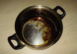 Burnt pan.