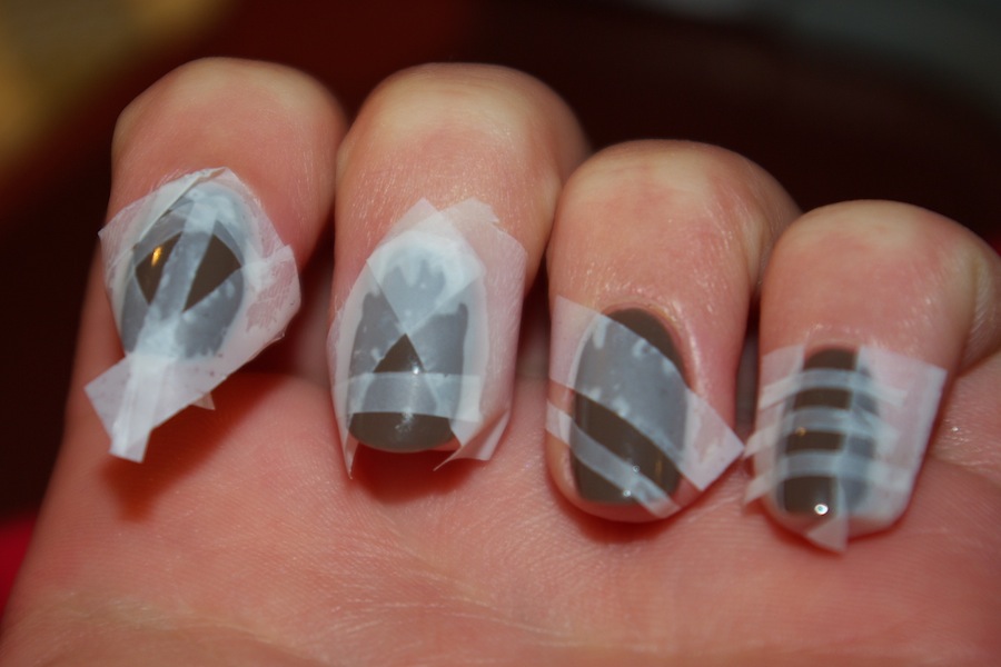 Scotch tape for manicure.