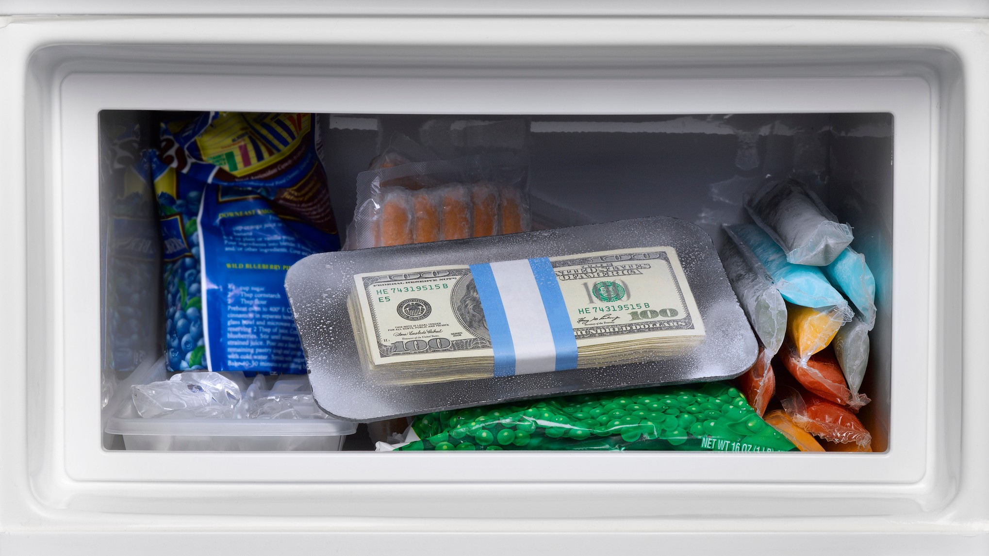 large bills in the refrigerator