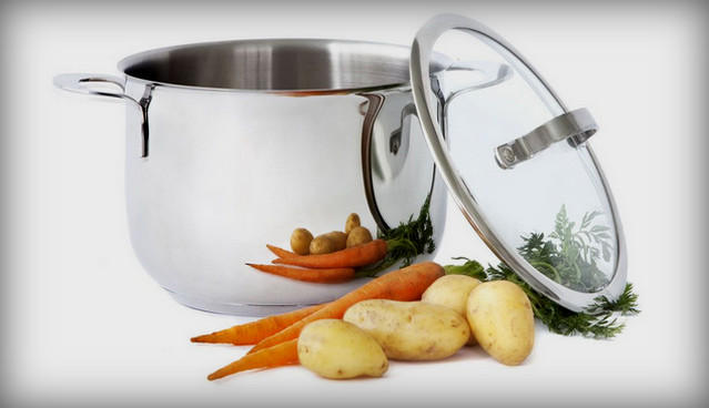 A saucepan with a lid.