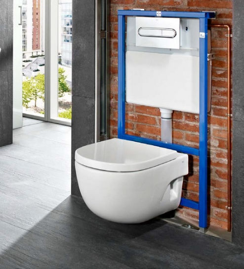 Option for the location of a wall-hung toilet.