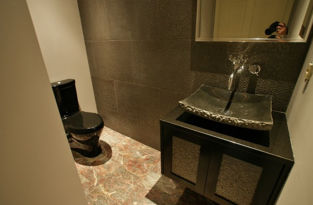 black toilet in the interior