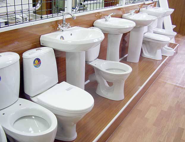 selection of toilets in the store