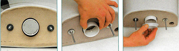 Install the screw from the drain valve into the hole.