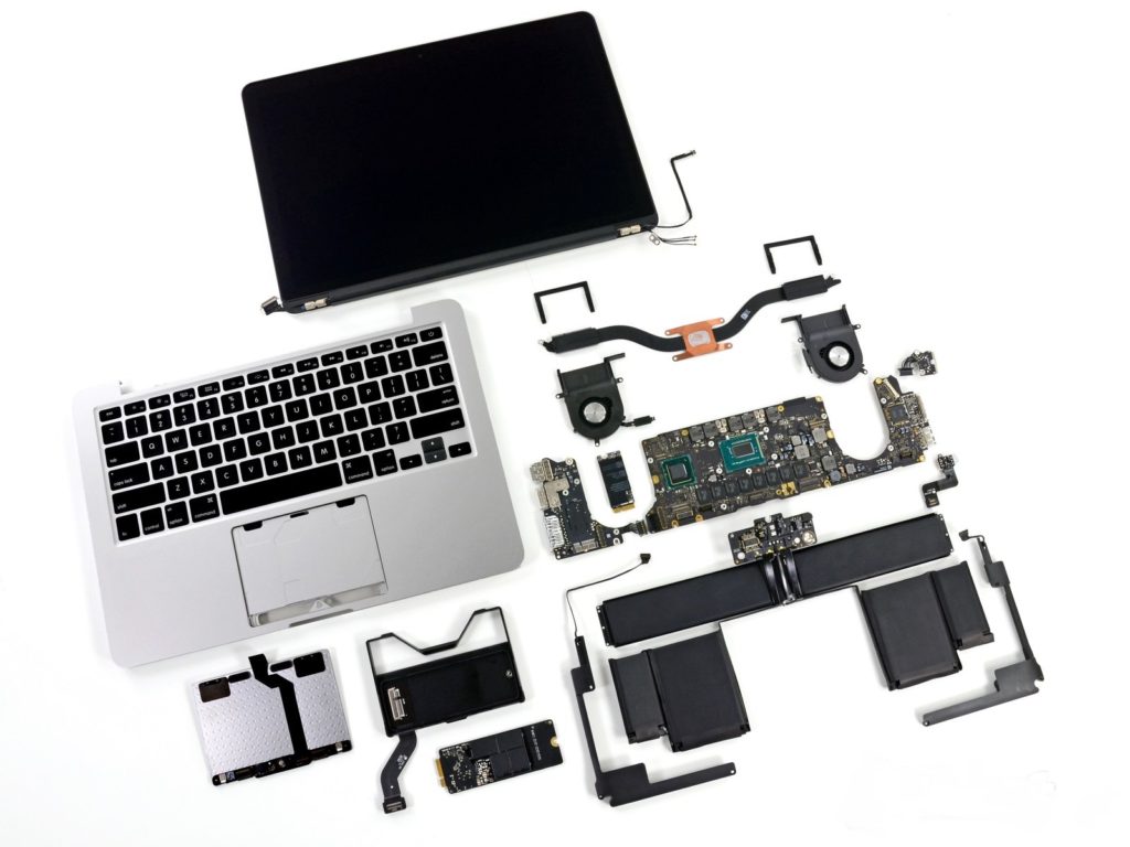 Disassembled laptop.