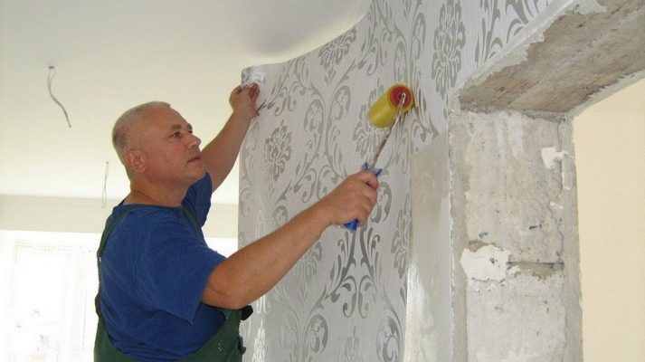 What comes first - glue wallpaper or install a suspended ceiling