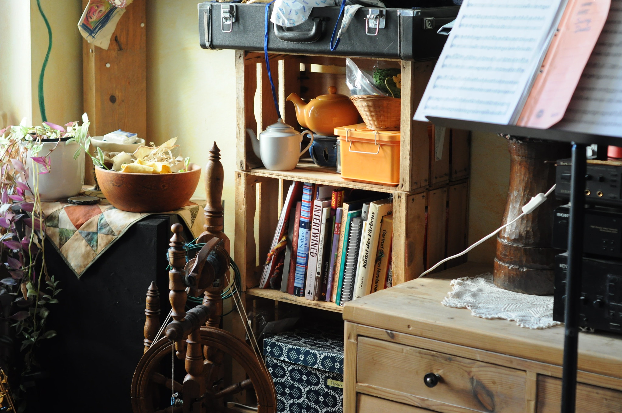 Organized shelf with things