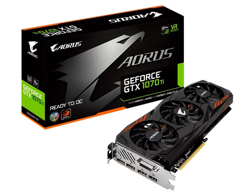 Video card GIGABYTE GeForce GTX 1070 Ti 1607MHz PCI-E 3.0 8192MB 8008MHz 256 bit DVI HDMI HDCP AORUS