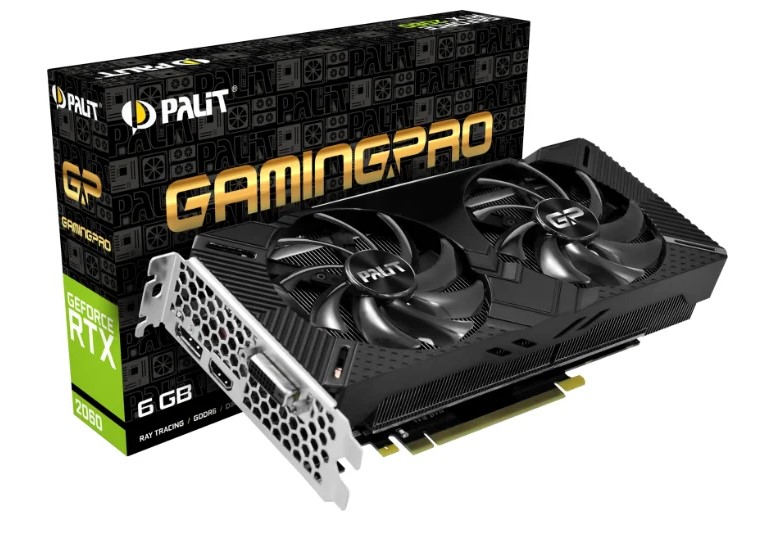 Video card Palit GeForce RTX 2060 1365MHz PCI-E 3.0 6144MB 14000MHz 192 bit DVI HDMI DisplayPort HDCP GamingPro